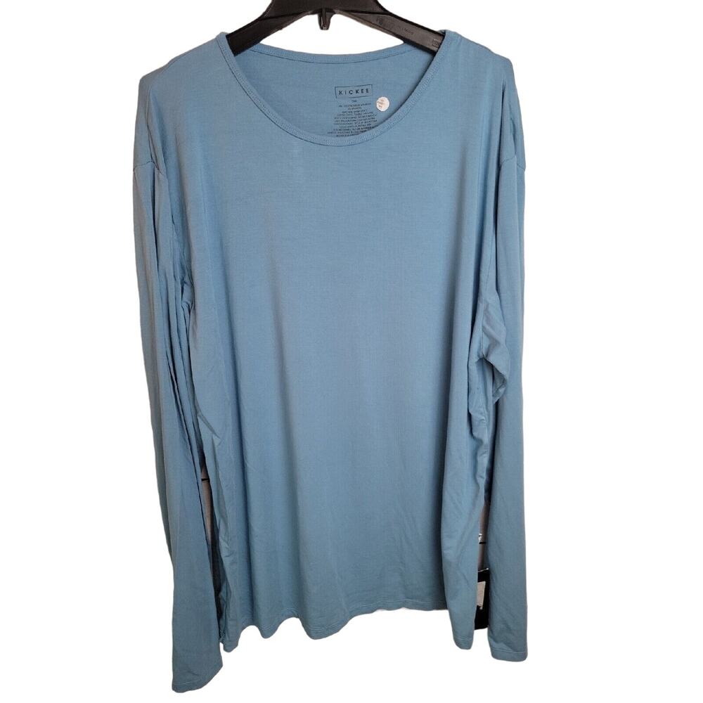 NWT Kickee Blue Crew Neck Lightweight Flowy Long‎ Sleeve T-Shirt Men's Size 3XL